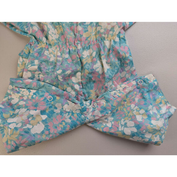 Vtg Floral Baby Romper Newborn Short Sleeve Pink Blue Mayfair Artsy Girly Cute - Picture 4 of 7